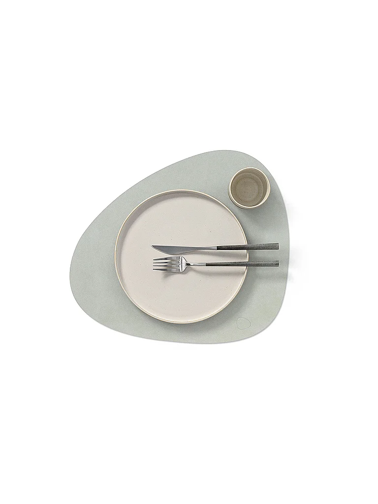 LIND DNA Leder-Platzset 37x44cm NUPO oval Metallic hellgrau